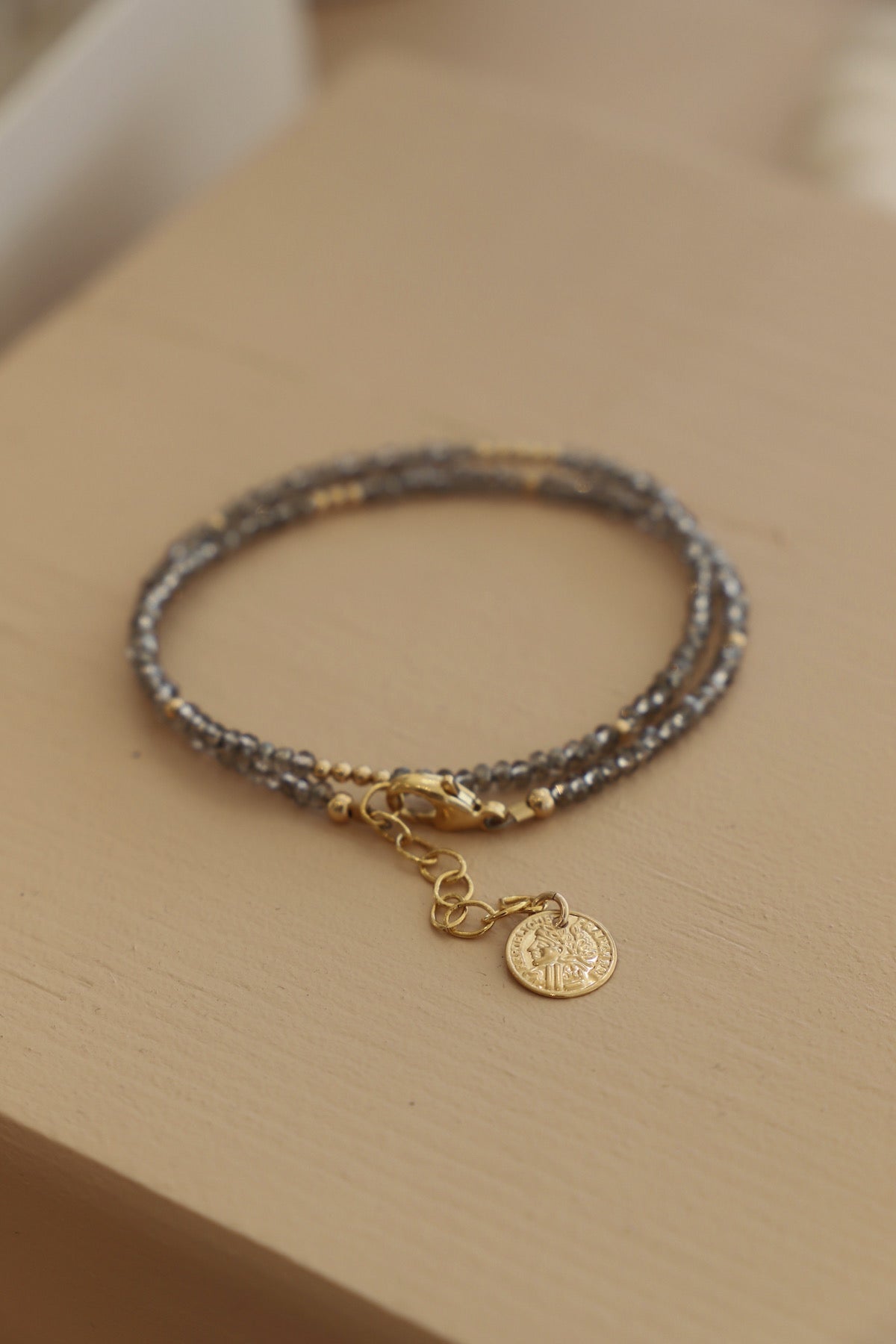 Black diamond crystal double wrap bracelet with gold accents – versatile bracelet or choker necklace for women