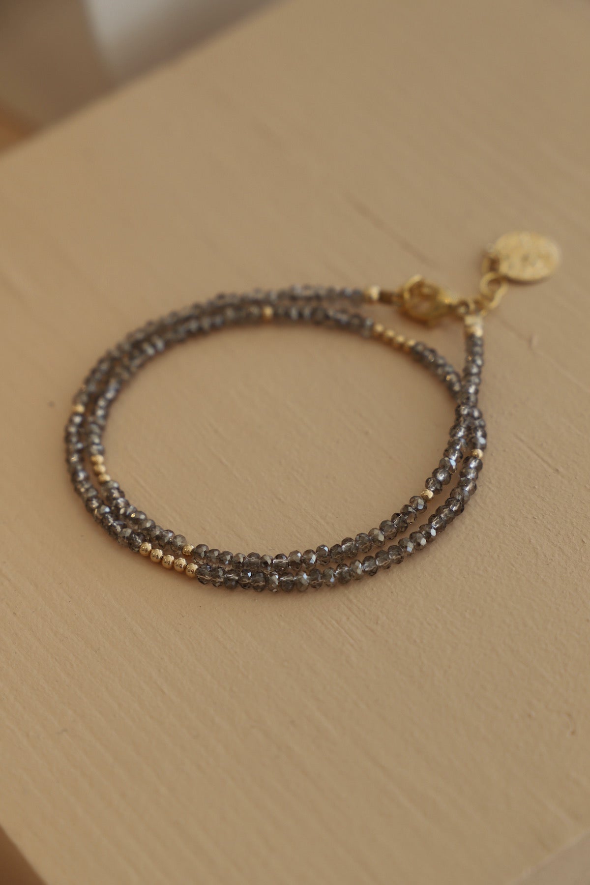 Black diamond crystal double wrap bracelet with gold accents – versatile bracelet or choker necklace for women