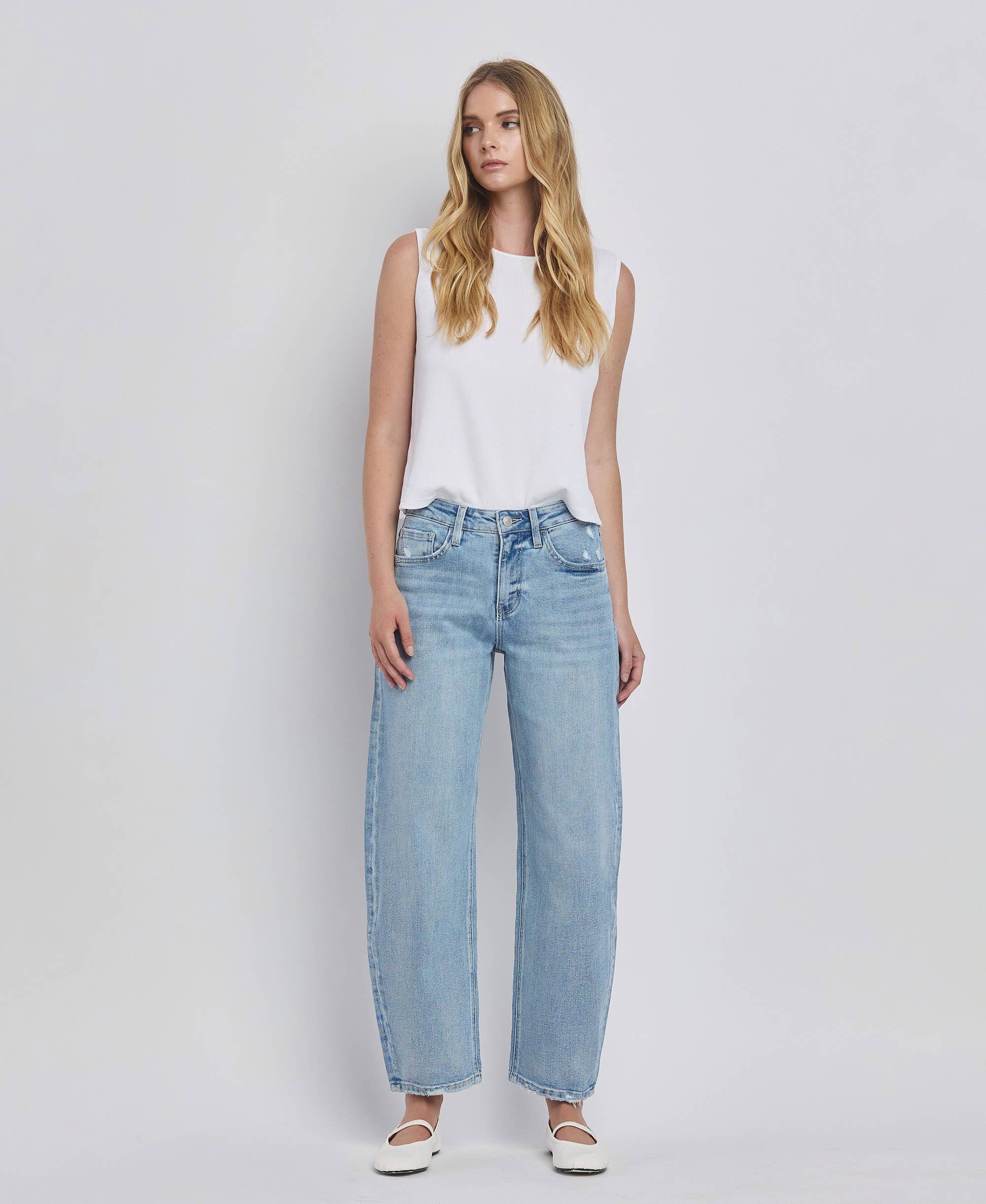 Lovervet by VERVET High Rise Barrel Leg Jeans - Rosie Karma