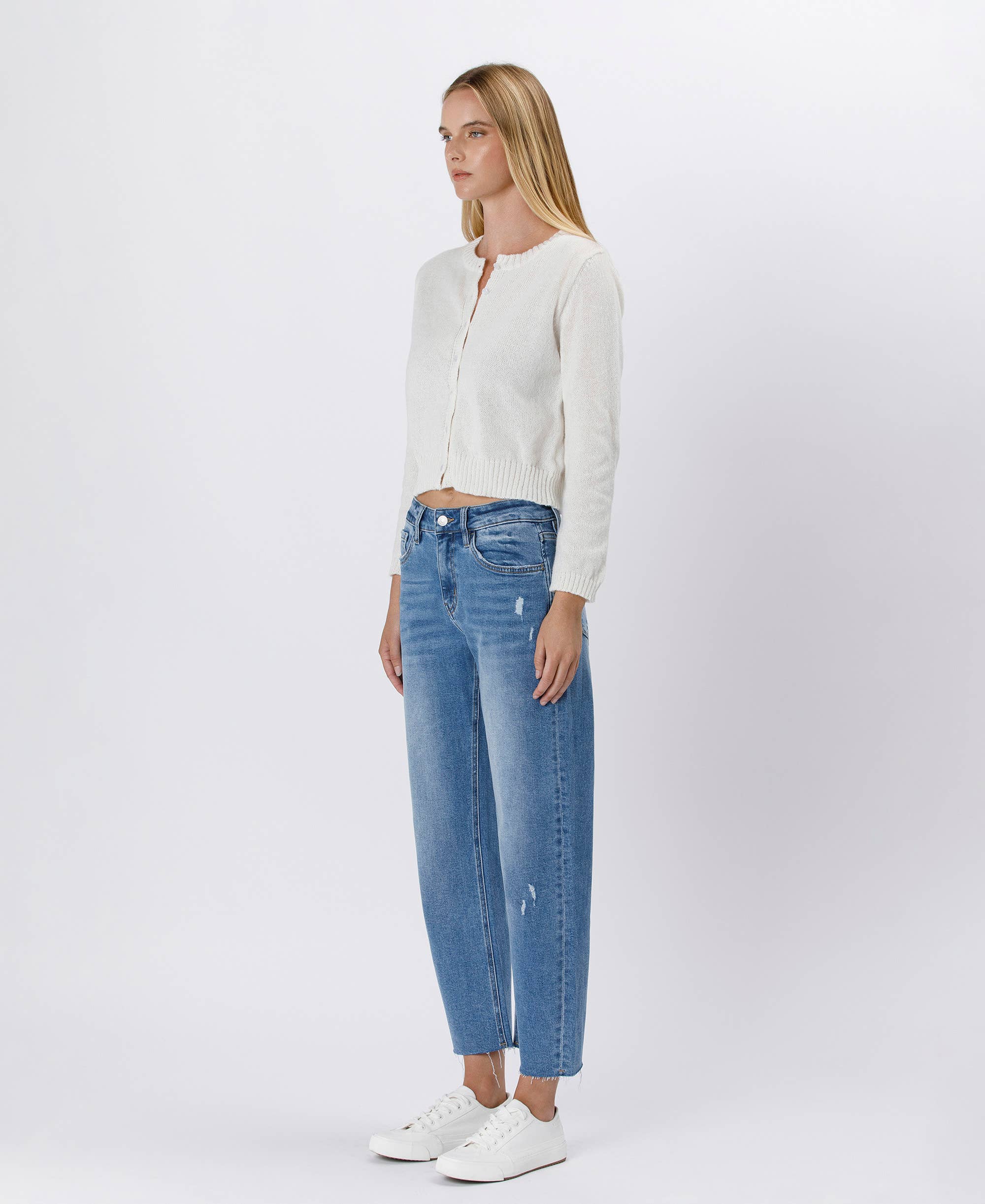 Lovervet by VERVET High Rise Mild Barrel Jeans: Her Possession - Rosie Karma