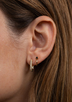 JaxKelly Open Mini Hoop - Black CZ - Gold Earrings