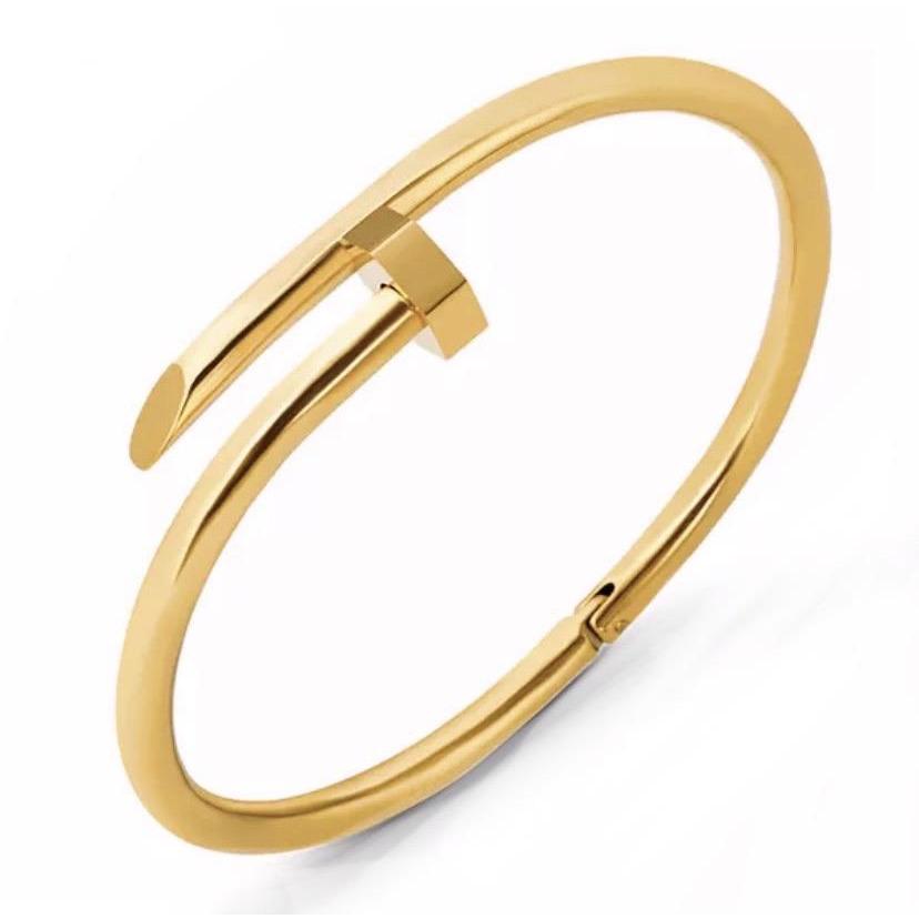 Sahira Axel Nail Bracelet – 18K Gold Plated Edgy Nail Bangle | Hypoallergenic + Tarnish Resistant