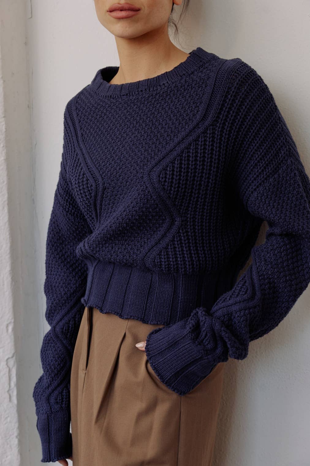 All Row Sadie Sweater | Textured Cropped Sweater - Rosie Karma