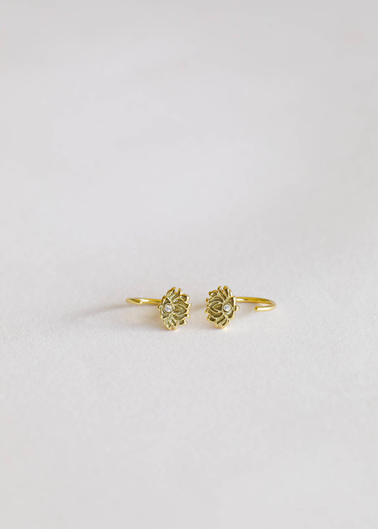 JaxKelly Icon Huggies - Lotus Flower - Gold Earrings