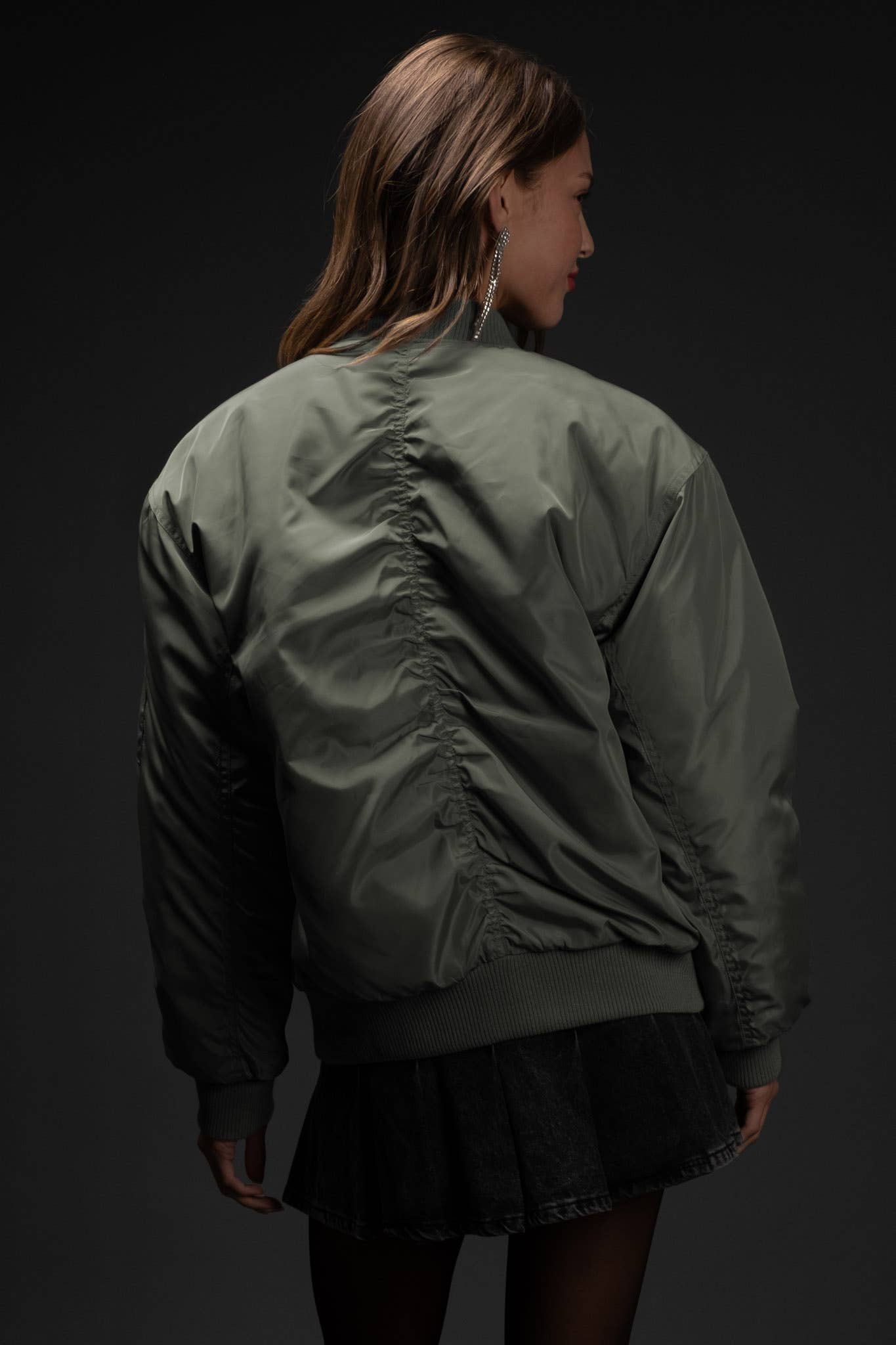 Blu Pepper Bomber Jacket with Ruched Back - Rosie Karma