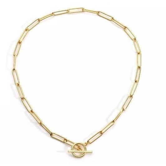 Sahira Bella Toggle Choker – 18K Gold Plated Stainless Steel Necklace with Modern Toggle Closure | Hypoallergenic & Tarnish Resistant