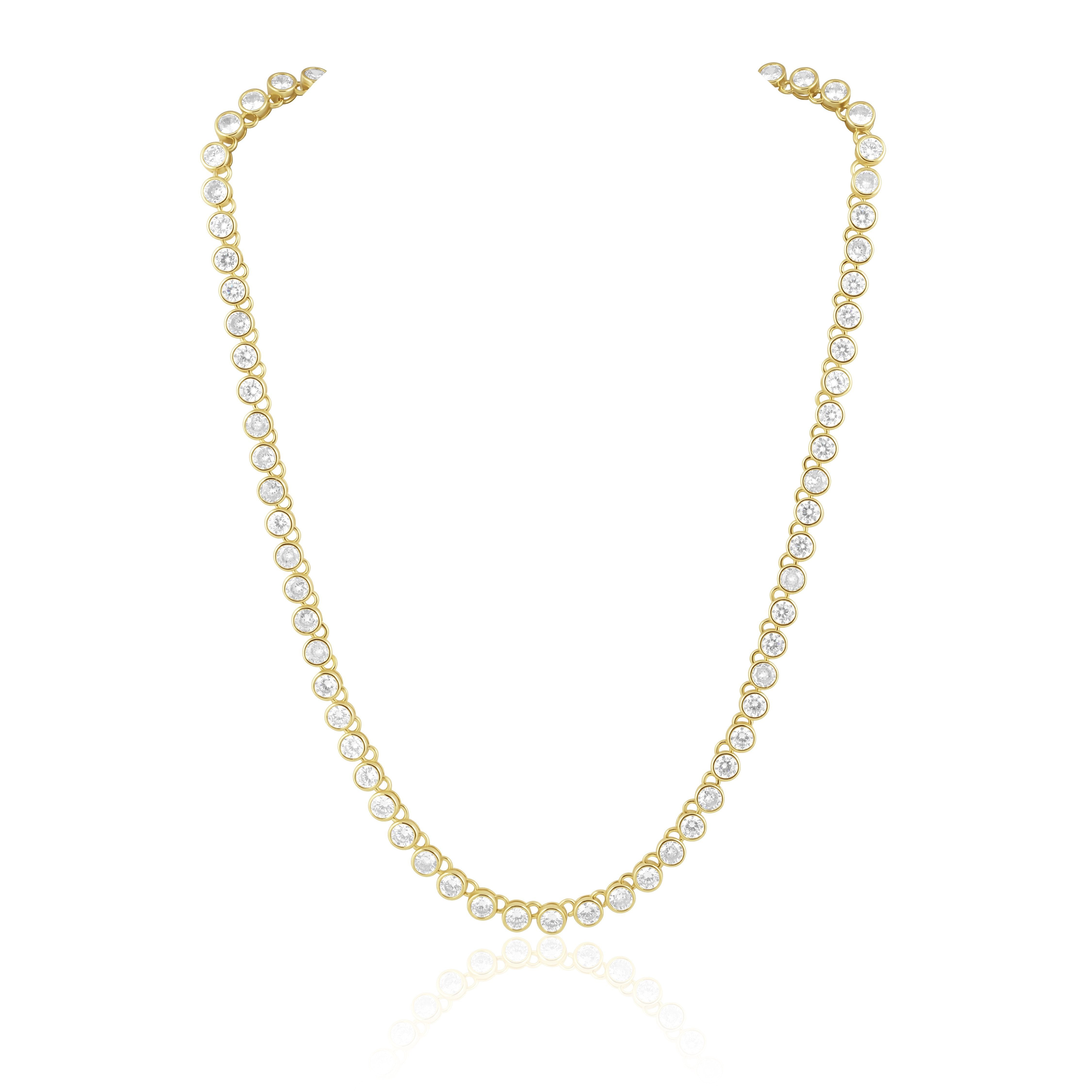 CZ stone and gold bezel necklace