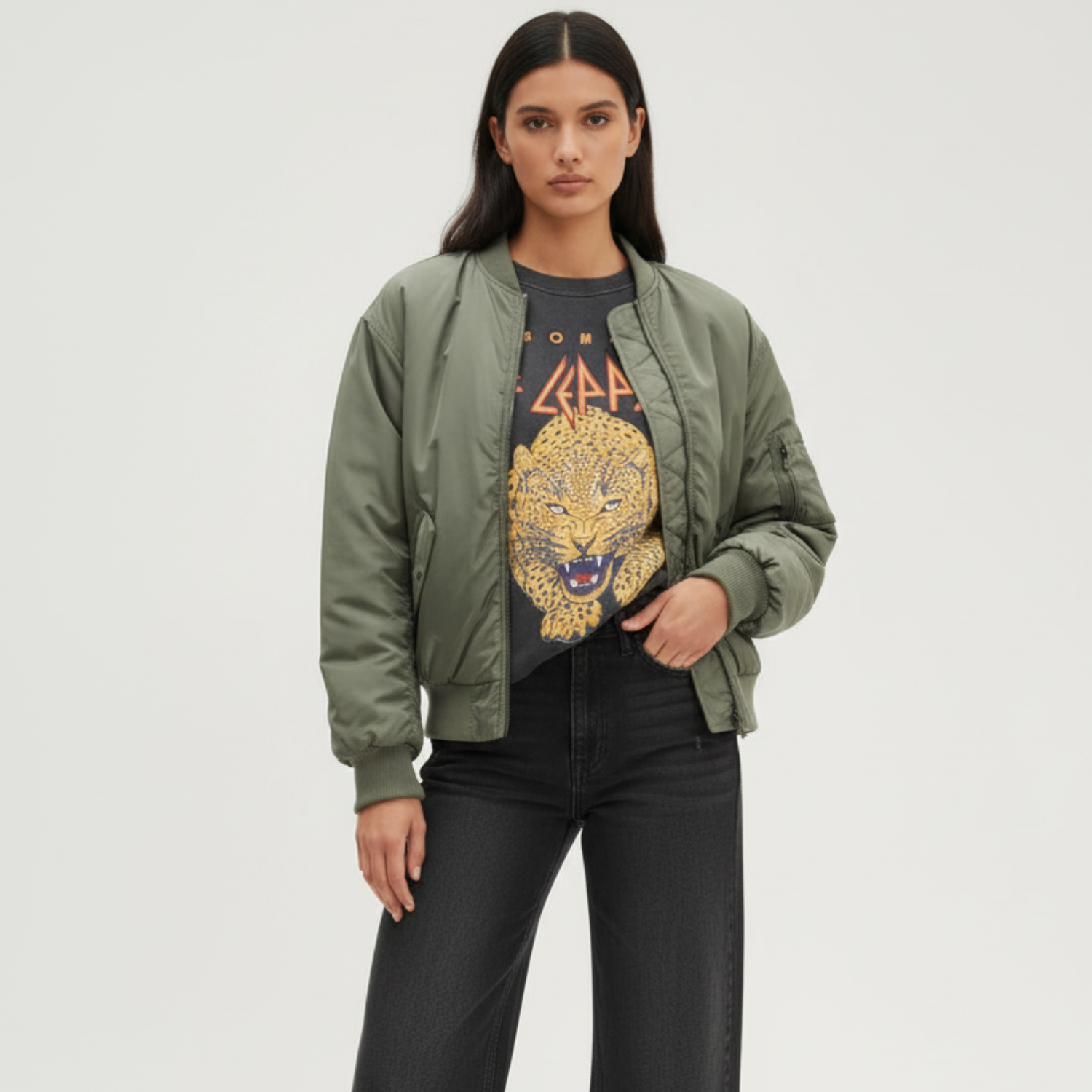 Blu Pepper Bomber Jacket with Ruched Back