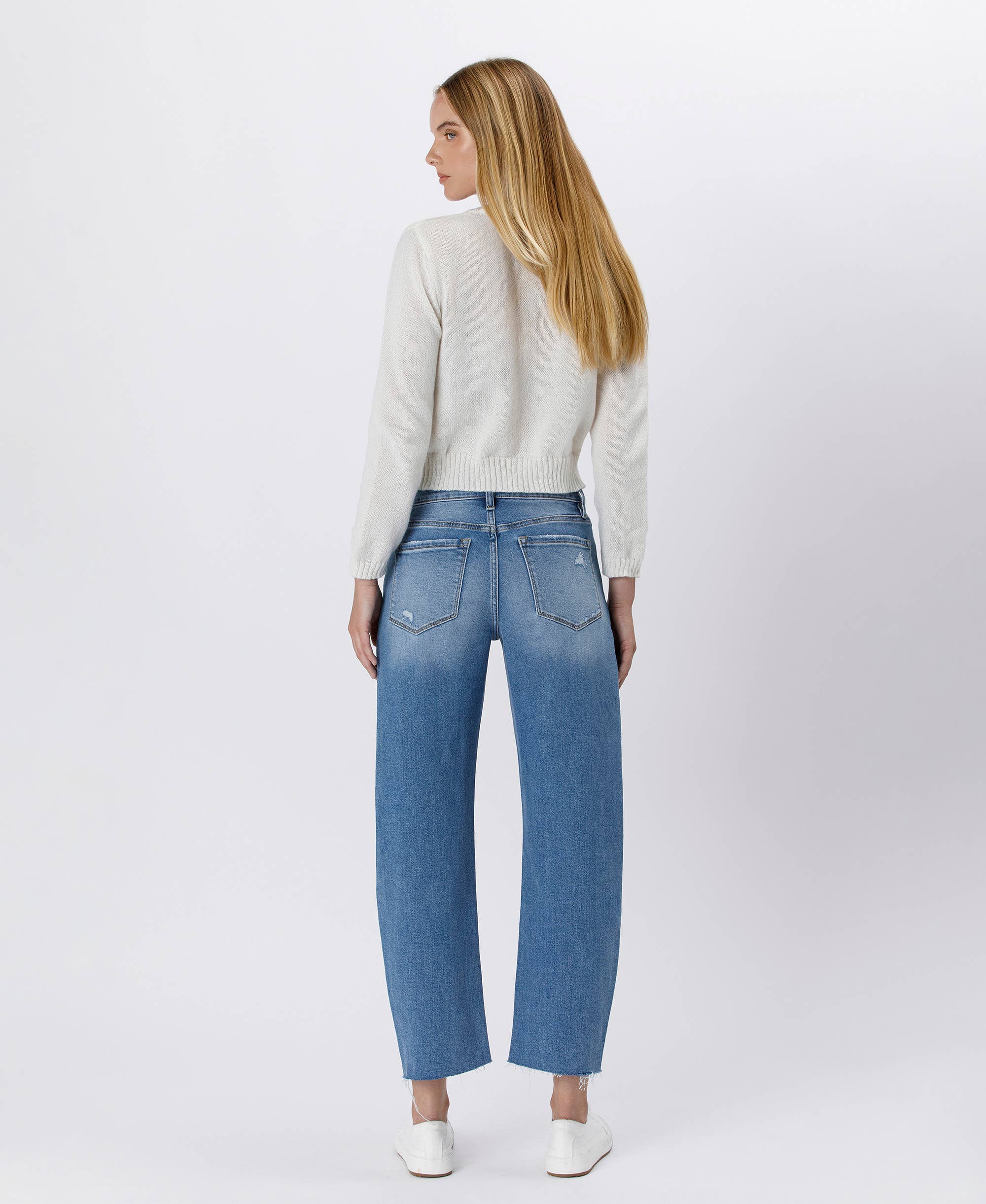 Lovervet by VERVET High Rise Mild Barrel Jeans: Her Possession - Rosie Karma