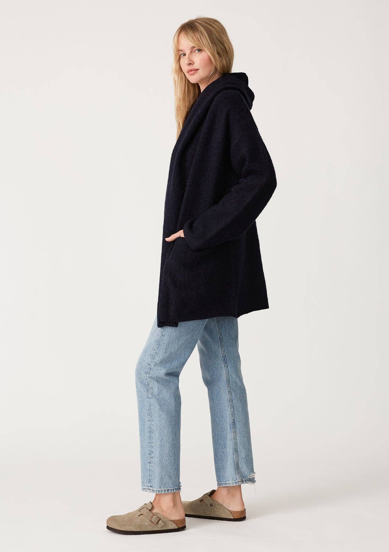 Mid-Length Navy Cardigan