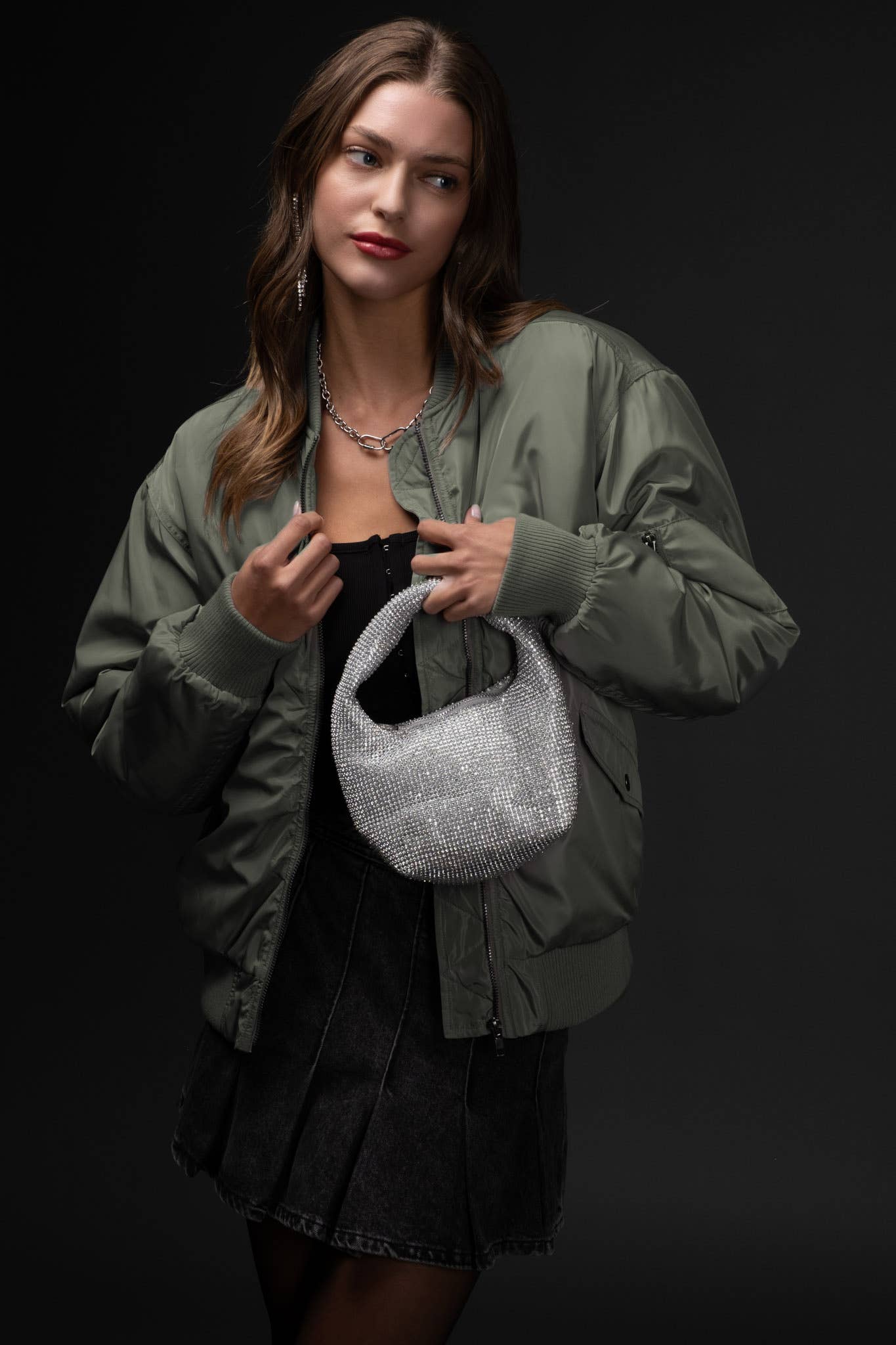 Blu Pepper Bomber Jacket with Ruched Back - Rosie Karma