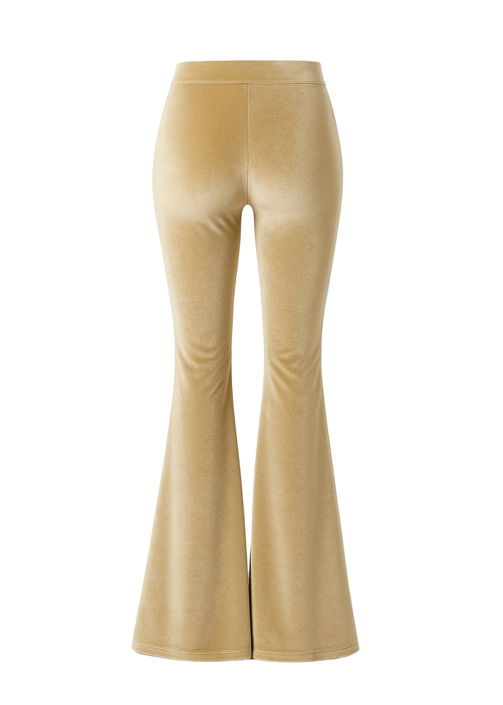 Beige velvet flared pants on a white background