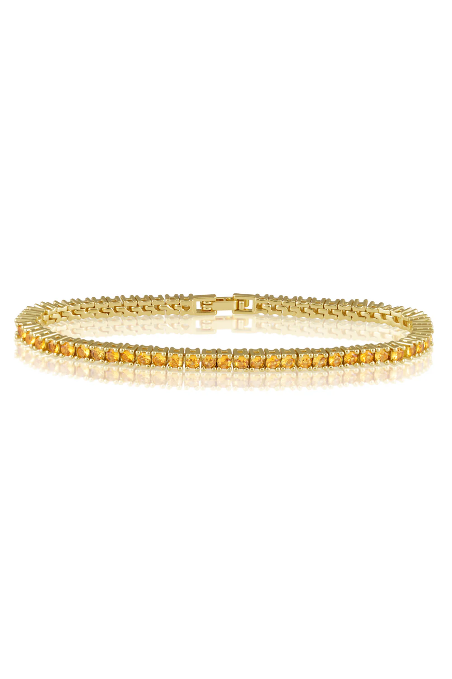 Gold bracelet on a white background