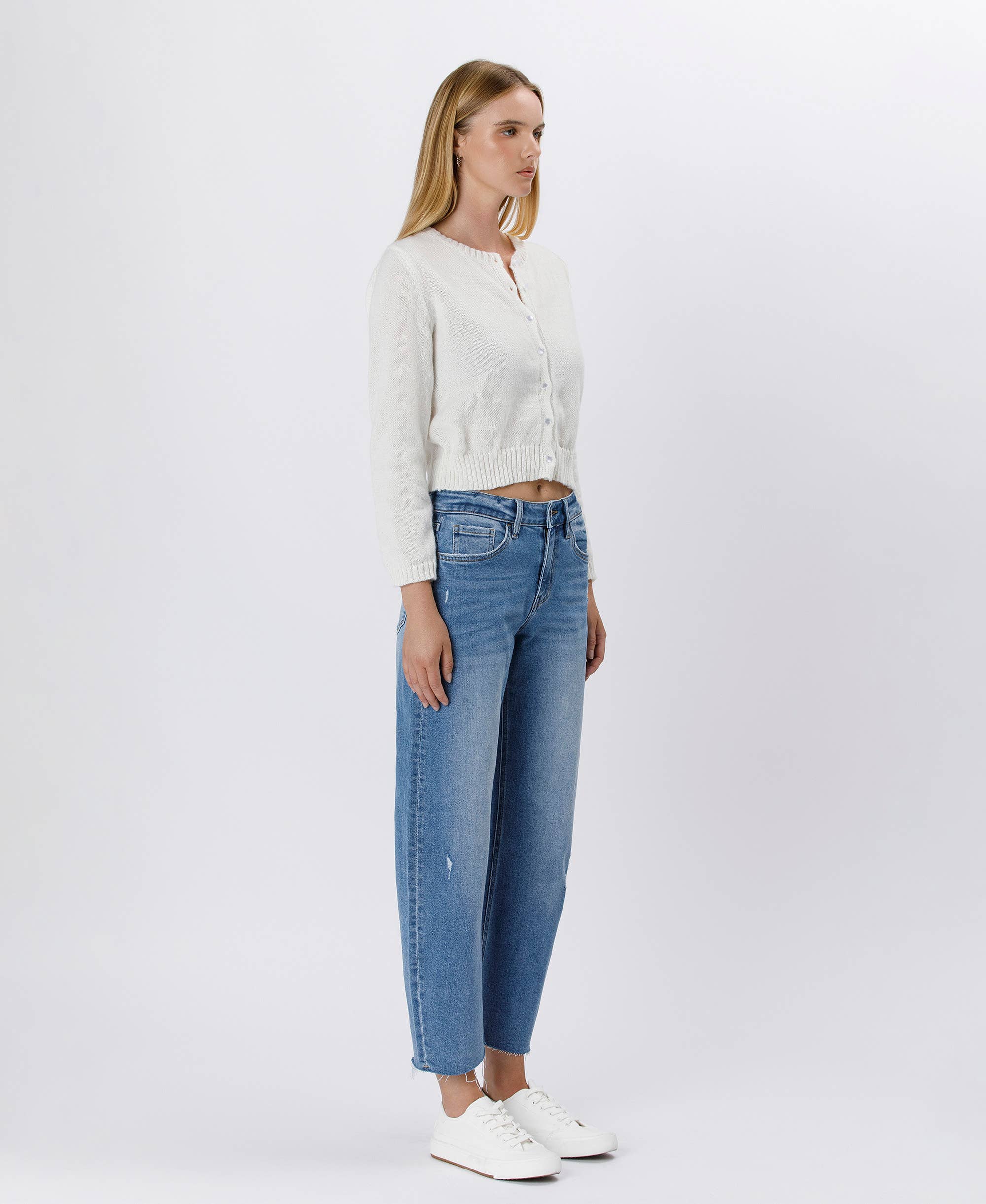 Lovervet by VERVET High Rise Mild Barrel Jeans: Her Possession - Rosie Karma
