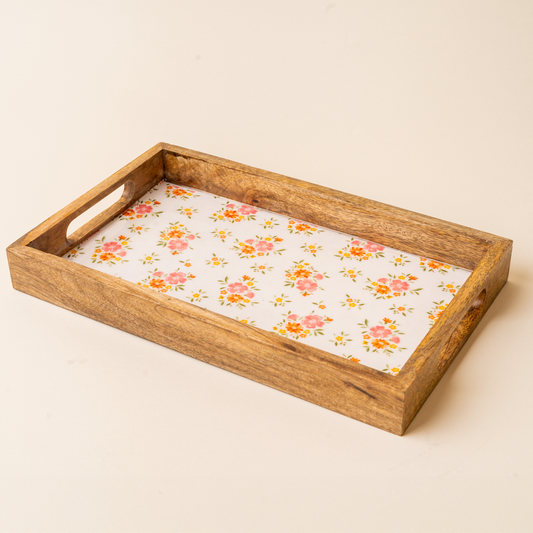 The Darling Effect Rectangle Wood Enamel Tray-Endless Daydream Cream