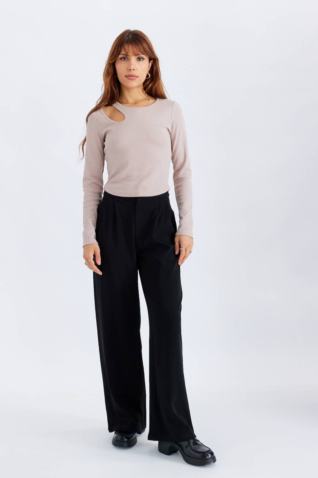 All Row Demi Top | Cut Out Shoulder Long Sleeve Top - Rosie Karma