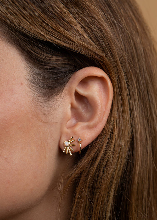 JaxKelly Open Mini Hoop - White CZ - Gold Earrings