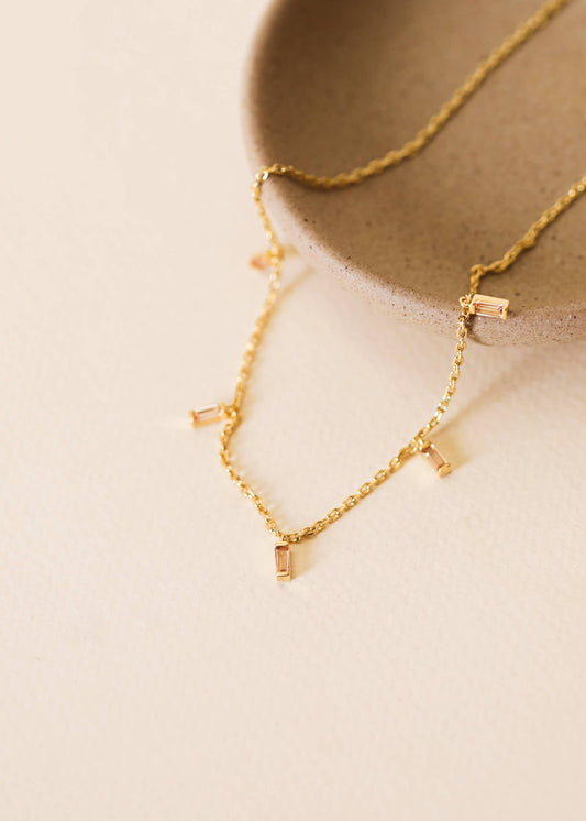 Gold Baguette Pendant Necklace