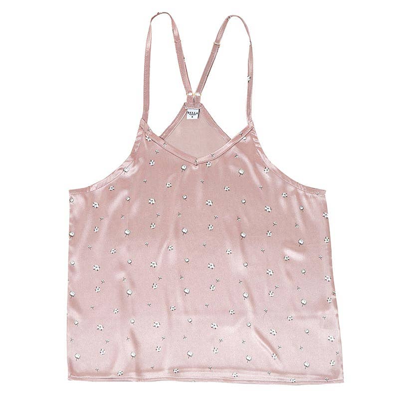 Bella Sleep + Spa Cami + Ruffled Short Satin Pajamas- Cotton Blossom - Rosie Karma