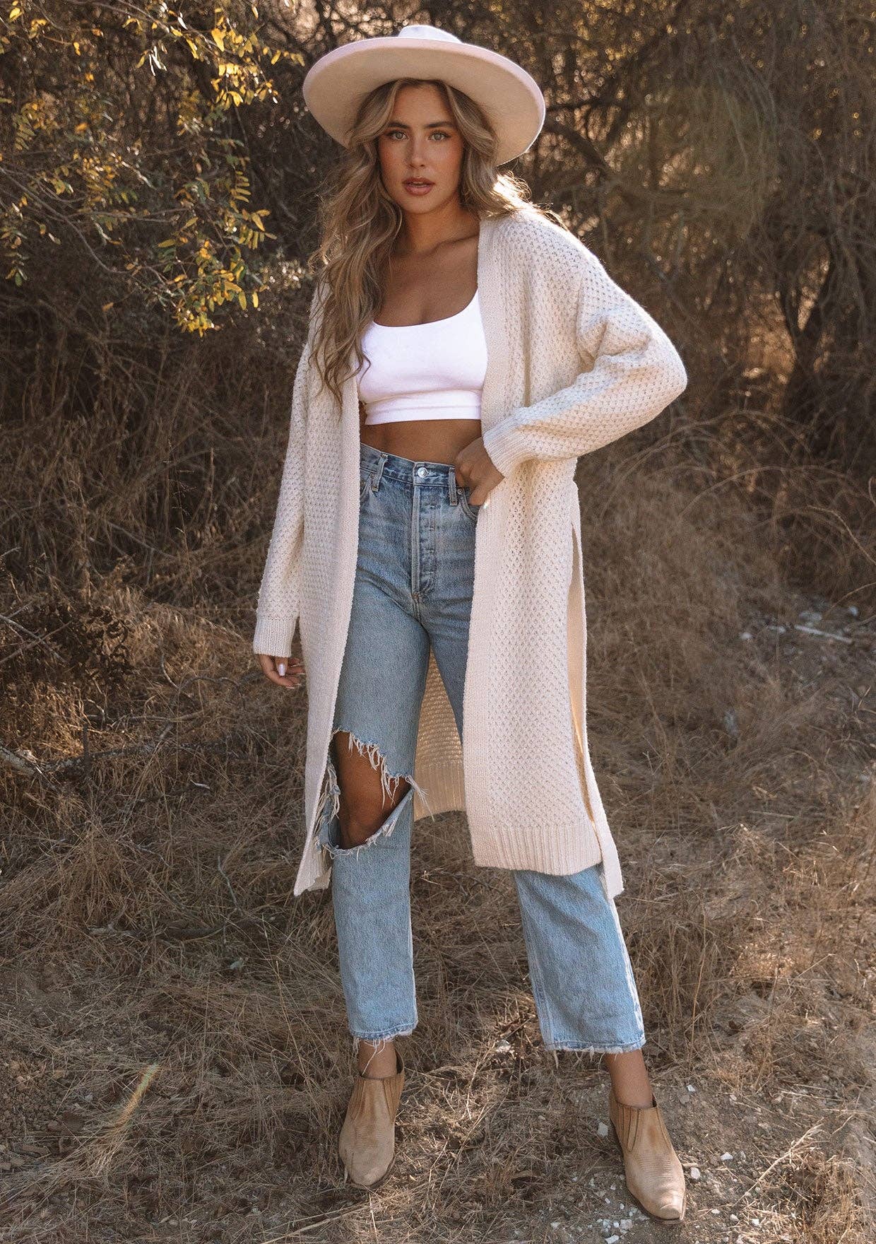 Lovestitch Long Sleeve Honeycomb Tie Front Cardigan - Rosie Karma