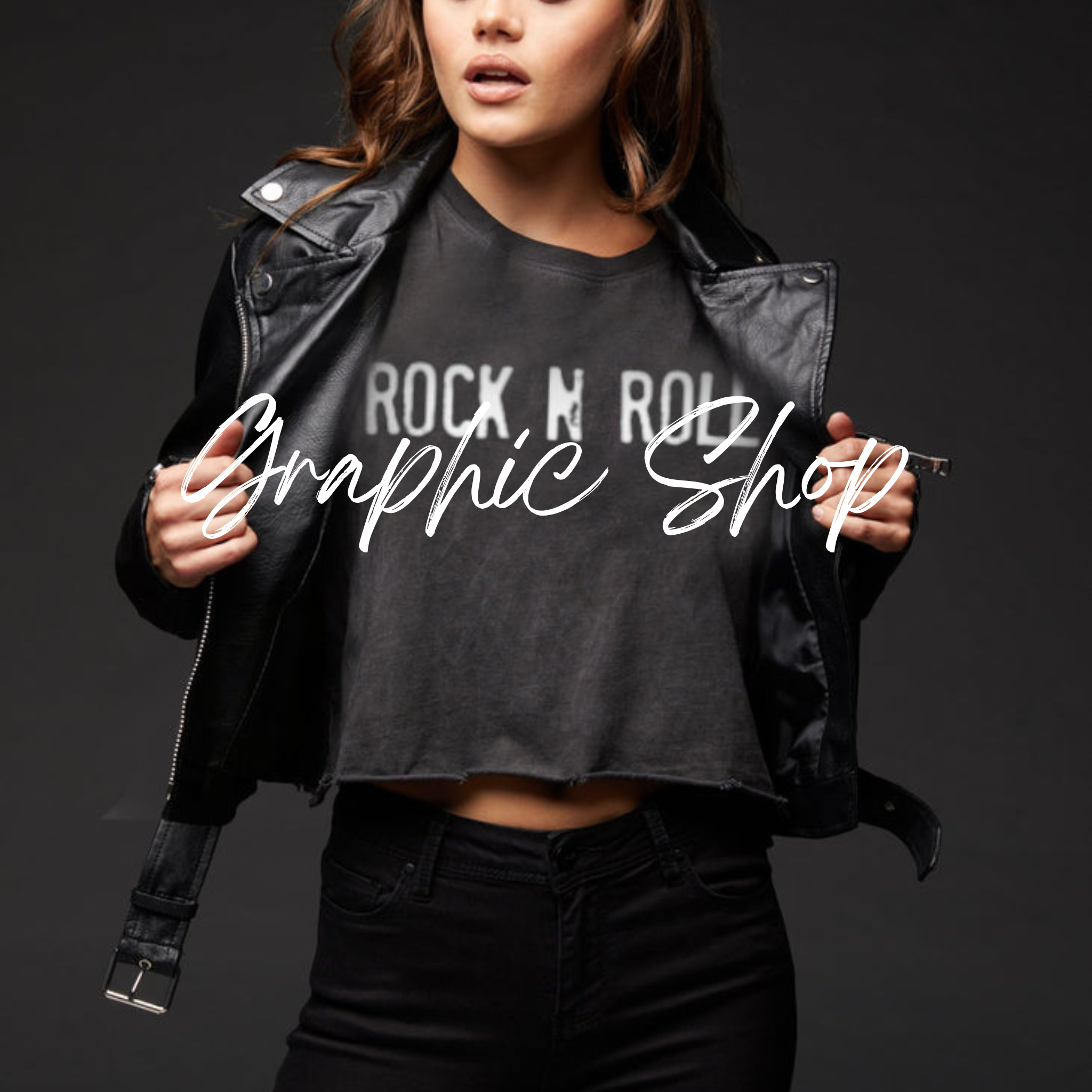 Distressed rock n roll cropped top paired with black high-rise jeans and a black leather jacket– Rosie Karma boutique fashion