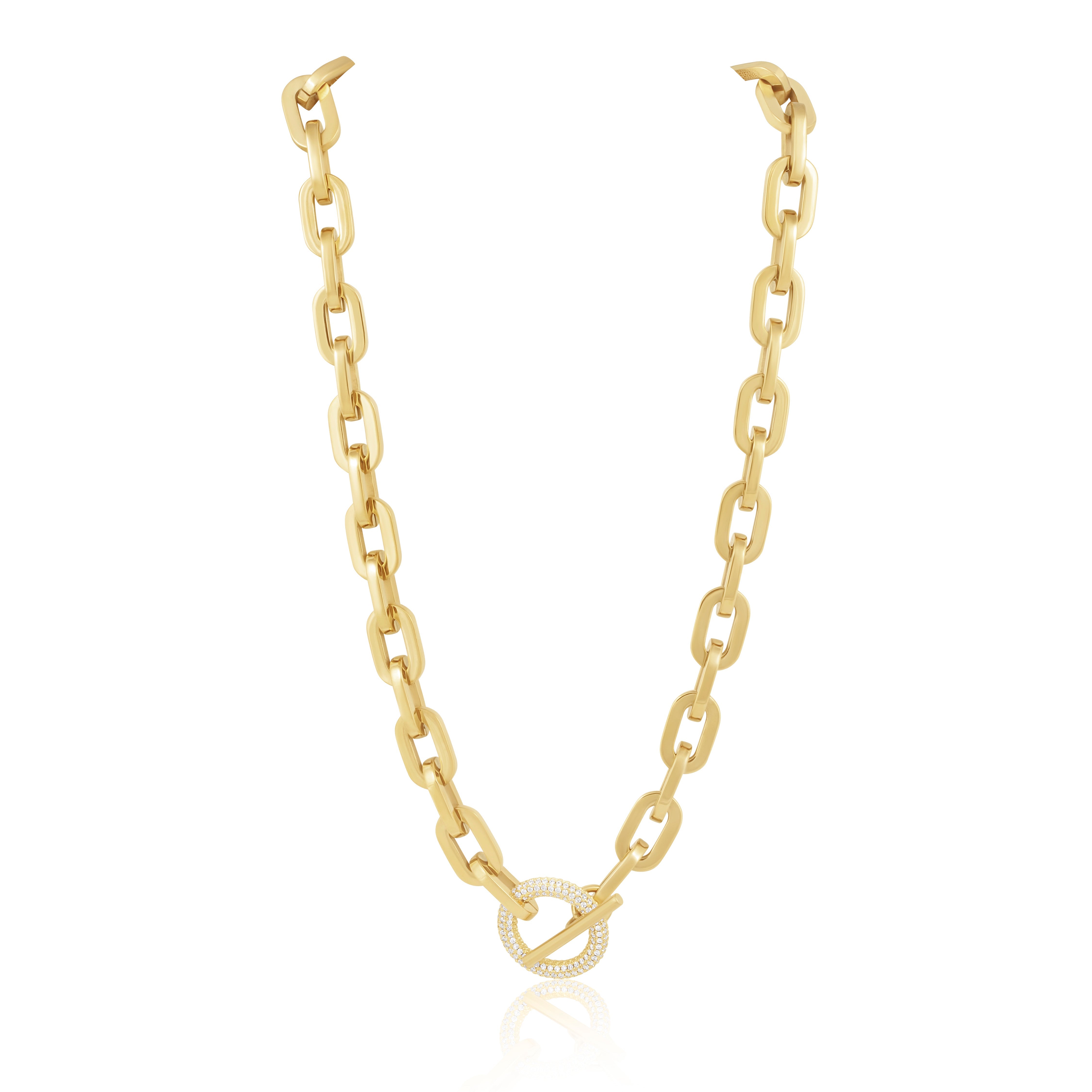 Gold chain necklace on a white background