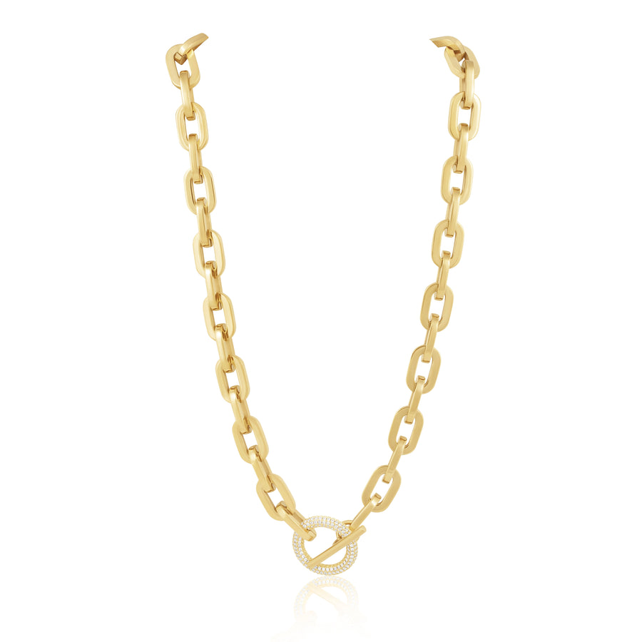 Gold chain necklace on a white background