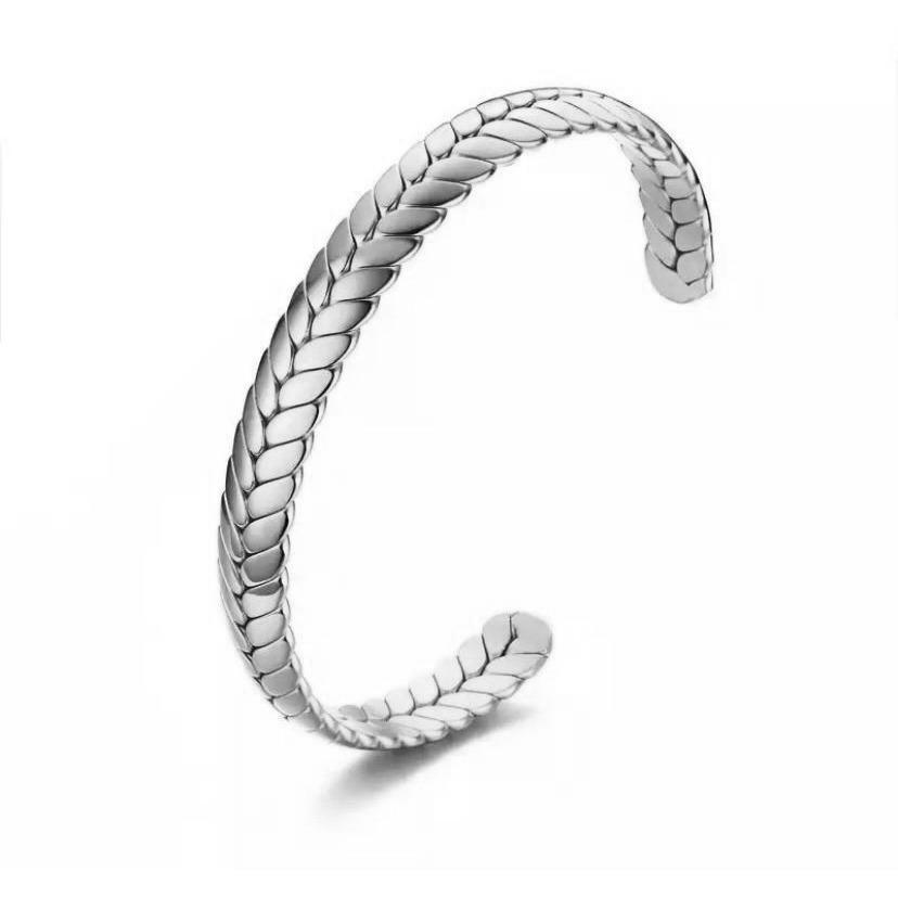a silver braided bracelet