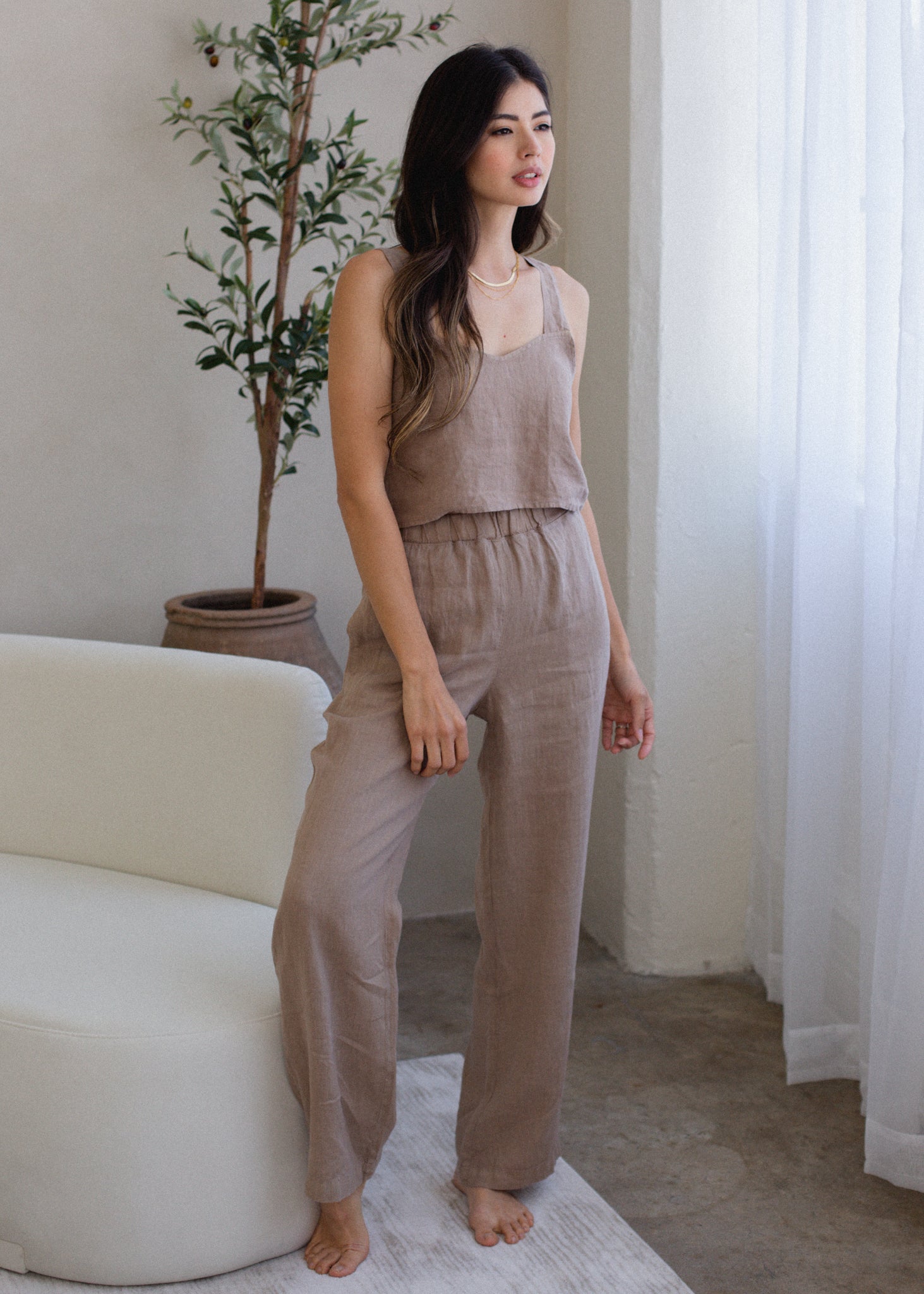 100% Linen Wide-Leg Pants | Effortless Pull-On Style with Pockets