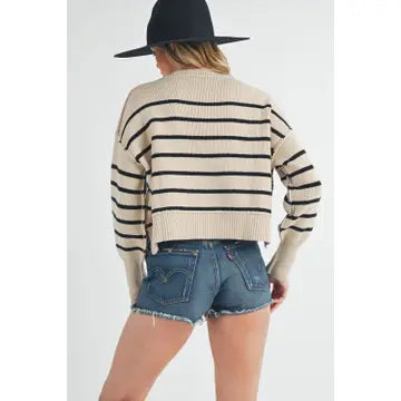 AEMI + CO Marcella Sweater - Oat/Black - Rosie Karma