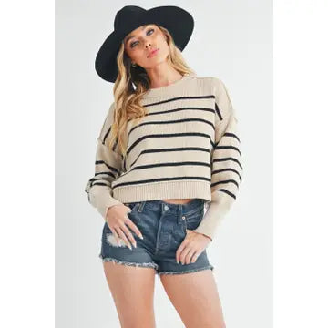 AEMI + CO Marcella Sweater - Oat/Black - Rosie Karma