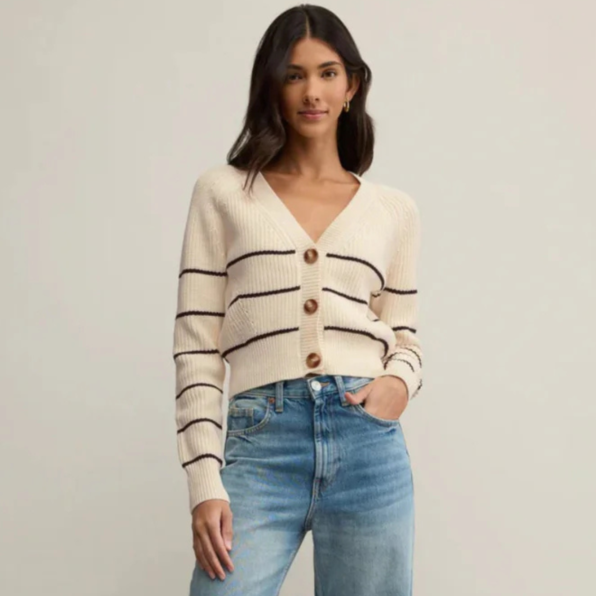 Z supply Stefi Stripe Cardigan Sea Salt