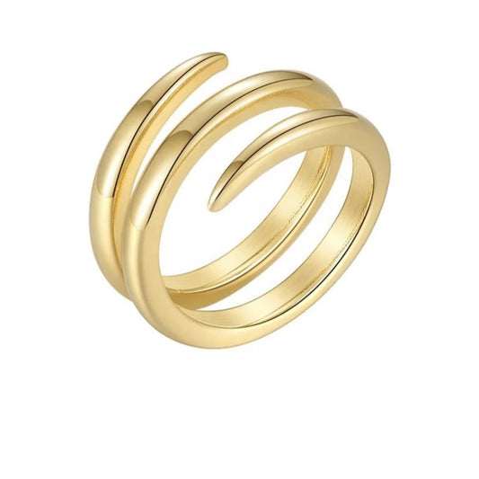 Gold ring with a white background
